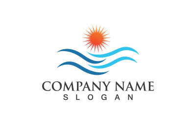 Słońce i fala Logo Vector Icon Design V 6