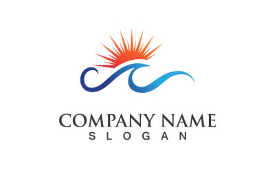 Sole e onda Logo Vector Icon Design V 5