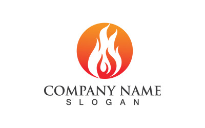 Yangın Alev Logo Vektör Çizim Tasarım Şablonu V1