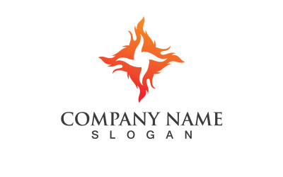 Yangın Alev Logo Vektör Çizim Tasarım Şablonu V2