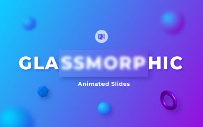 Modelo gratuito de PowerPoint de infográficos animados de morfismo de vidro