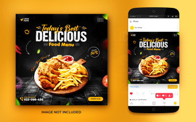 Шаблон оформлення публікації про їжу в соціальних мережах і банера в Instagram