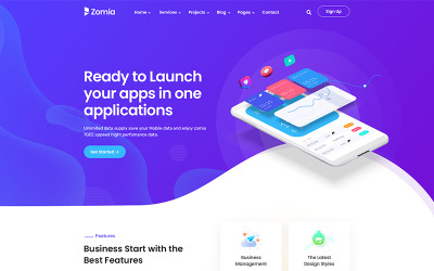 Zomia App Showcase Plantilla PSD