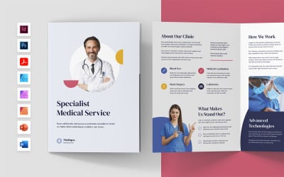 Modello ripiegabile per opuscolo di servizi medici