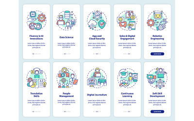 Цифрові навички та розвиток кар&amp;#39;єри Onboarding Mobile App Screen Set