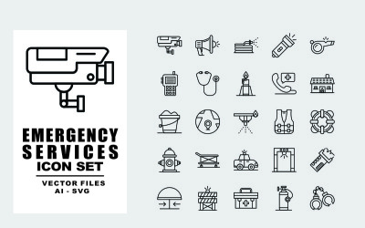 Emergency Services Line Icon Set
