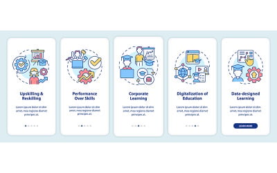 Pantalla de aplicación móvil de incorporación de tendencias en el desarrollo de habilidades