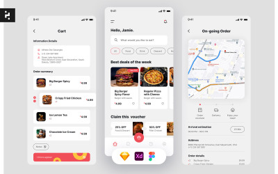 Sada uživatelského rozhraní aplikace Food Services Delivery App