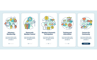 Samenwerkingsprincipes Onboarding van het scherm van de mobiele app