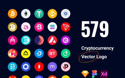 Ücretsiz 579 Cryptocurrency Vektör Logoları