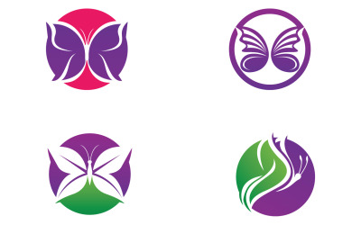 Icono de mariposa Logo Vector Belleza V27