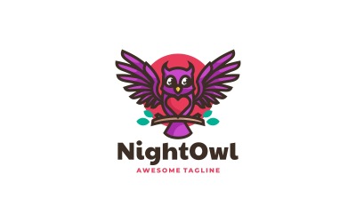 Styl Logo Maskotka Nocna Sowa