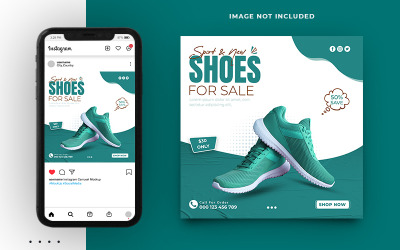 Disegno del modello di banner per post sui social media di vendita di scarpe