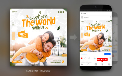 Passeios de aventura e viagens Redes sociais Instagram ou Facebook Post Banner ou Modelo de Design de Folheto