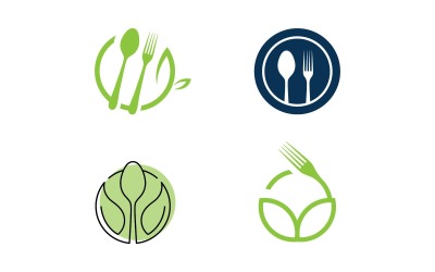 Egészséges ételek vektoros logó tervezősablon V5
