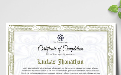 Modello di certificato di completamento