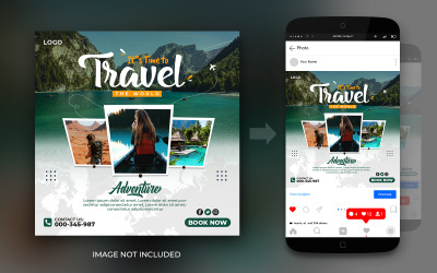 Reisen und Touren Abenteuer Social Media Instagram Post oder horizontale Banner oder Flyer Design-Vorlage