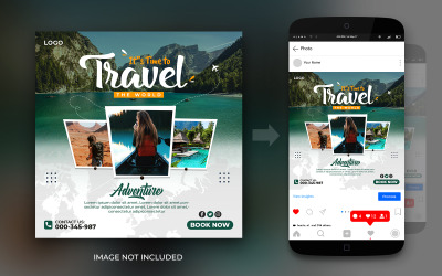 Travel And Tours Adventure Social Media Post na Instagram lub poziomy baner lub szablon projektu ulotki