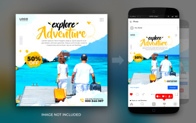 Utazások és túrák Fedezze fel az Adventure Social Media Instagram- és Facebook-bejegyzést vagy szórólap-tervezősablont
