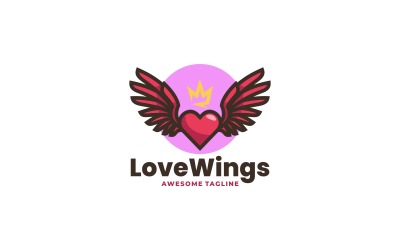 Liebes-Flügel-einfaches Maskottchen-Logo