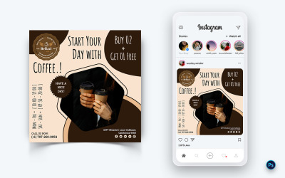 Coffee Shop Promóció Social Media Post Design Template-05