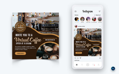 咖啡店促销社交媒体帖子设计模板-02