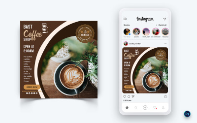 咖啡店促销社交媒体帖子设计模板-18