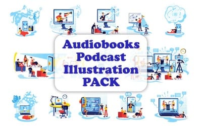 Audiobooks Podcast Illustration Bundle
