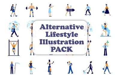 Ensemble d&amp;#39;illustrations de style de vie alternatif