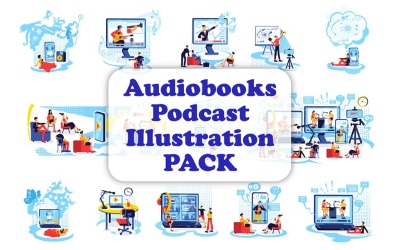 Paquete de ilustración de podcast de audiolibros