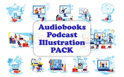 Sesli Kitaplar Podcast İllüstrasyon Paketi