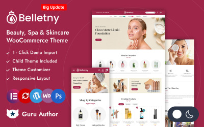 Belletny - Tema responsivo WooCommerce Elementor per negozio di bellezza, cosmetici e cura della pelle