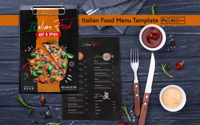 Modèle de menu de restaurant italien