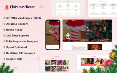 Plantilla HTML para sitio web de decoración navideña
