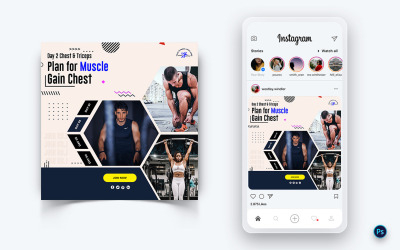 Дизайн поста в социальных сетях для тренажерного зала и фитнес-студии Template-15