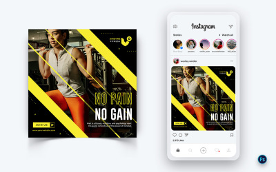 Edzőterem és Fitnesz Stúdió közösségi média poszttervező sablon-25