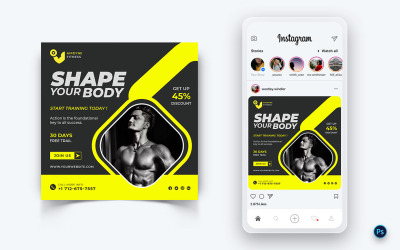 Gym och Fitness Studio Social Media Post Design Mall-29