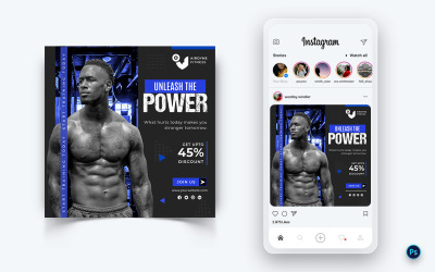 Gym och Fitness Studio Social Media Post Design Mall-32