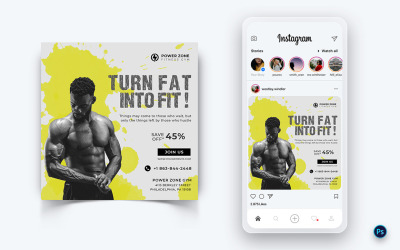 Modèle de conception de publication sur les médias sociaux Gym and Fitness Studio-22
