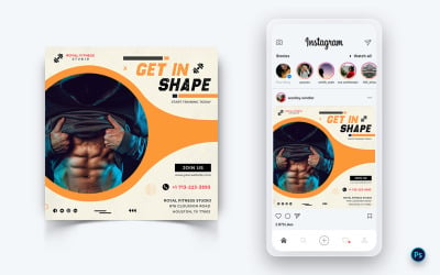 Modello di post sui social media per palestra e fitness Studio-18