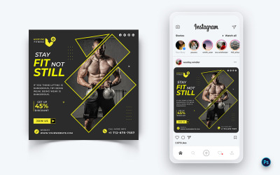 Modello di post sui social media per palestra e fitness Studio-27