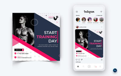 Modello di post sui social media per palestra e fitness Studio-28