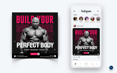 Modello di post sui social media per palestra e fitness Studio-30