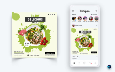 Plantilla de diseño de publicación en redes sociales de comida y restaurante-52