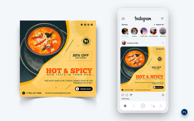 Plantilla de diseño de publicación en redes sociales de comida y restaurante-56