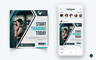 Posilovna a fitness studio Šablona návrhu příspěvku na sociálních sítích-31