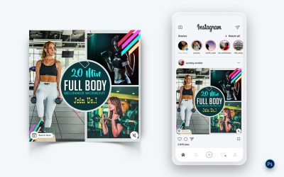 Posilovna a fitness studio Šablona návrhu příspěvku sociálních médií-01