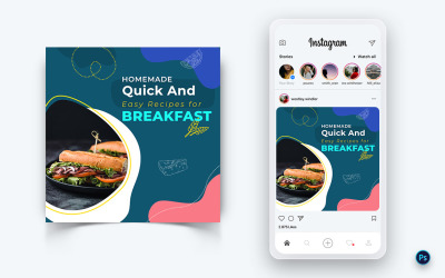 Шаблон дизайна поста в социальных сетях о еде и ресторане-40
