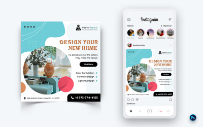 Innenarchitektur und Möbel Social Media Post Design Template-13