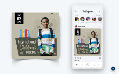 International Childrens Book Day  Social Media Post Design Template-11